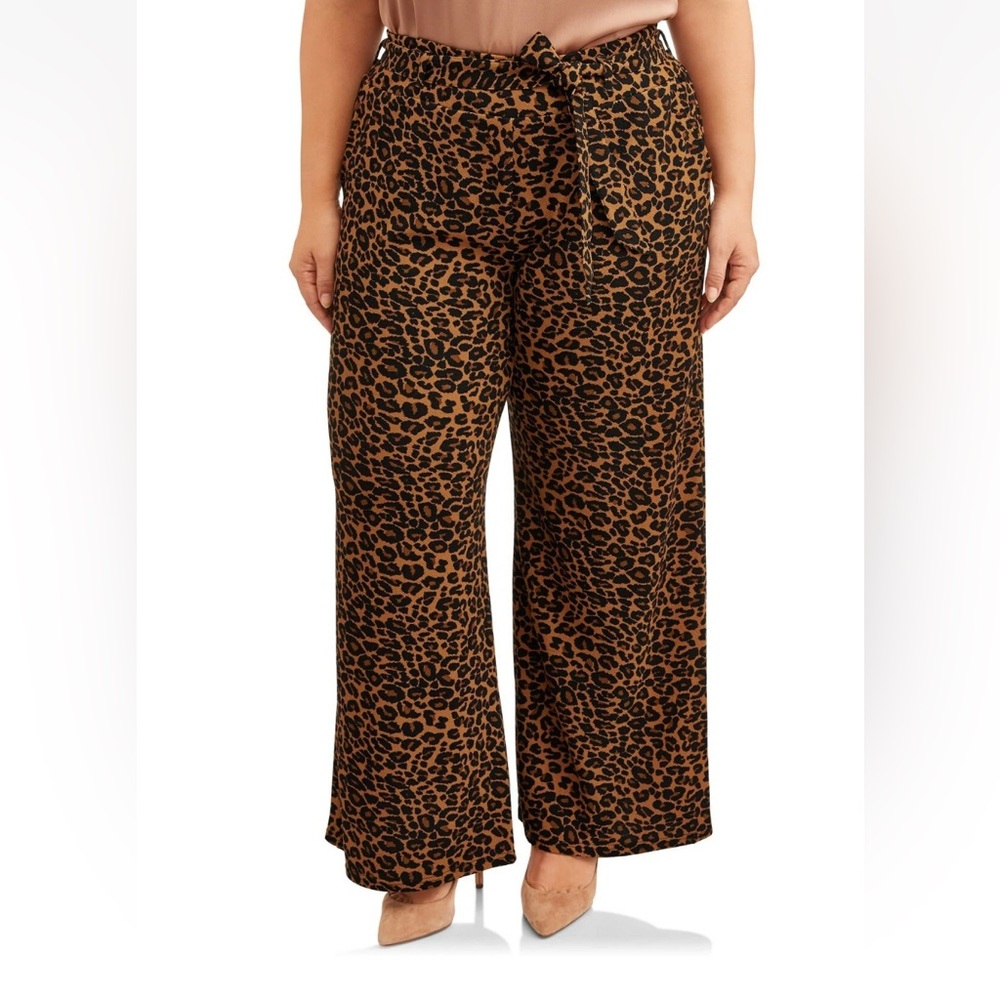 Terra & Sky Wide Leg, Tie Waist, Stretch Pants Sz 2X Petite